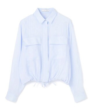 BEIGE， 【洗える・Precious 6月号掲載】PAULINE / ビックポケットドロストリネンブラウス Sax