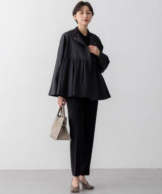 23区 【セットアップ対応】トリアセダブルジョーゼット パンツ ブラック系