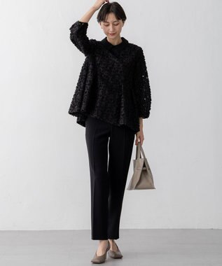 23区 【セットアップ対応】トリアセダブルジョーゼット パンツ ブラック系