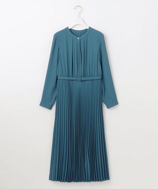 ANY SIS L 【洗える】ノーブルプリーツ ワンピース ピーコックグリーン