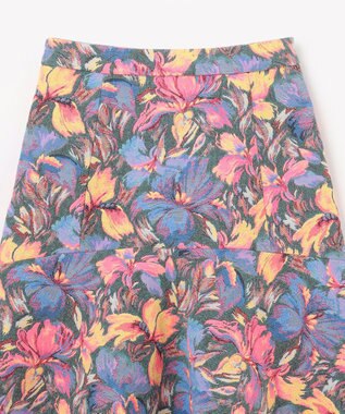 GRACE CONTINENTAL フラワージャガードフレアスカート ブルー