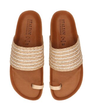 INTER-CHAUSSURES 【ITALIAN SHOEMAKERS】サムリングトングフットベッドサンダル ベージュ
