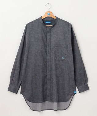 SHARE PARK MENS 【UVカット・撥水・ストレッチ】イージーデニムノーカラーシャツ ネイビー系