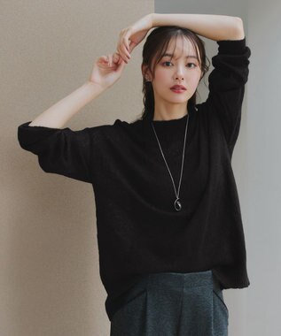 Tiaclasse 【洗える】シアープルオーバーニット ブラック