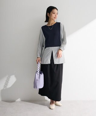 Green Parks イージーケアタック入りスカート Black