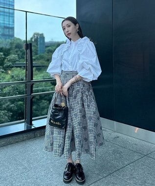 #Newans 【洗濯機可能/シワになりにくい】〈春名亜美さんコラボ〉ショルダーフリルブラウス ホワイト