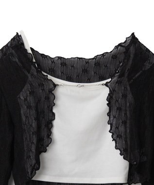 WEGO 【２点セット】アンサンブルレースカーデ ブラック