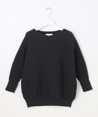 自由区 【WEB限定・洗える】コットンストレッチホールガーメントドルマン ニット ネイビー系