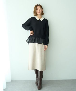 YECCA VECCA ハイウエストフェイクスエードスカート Light Beige