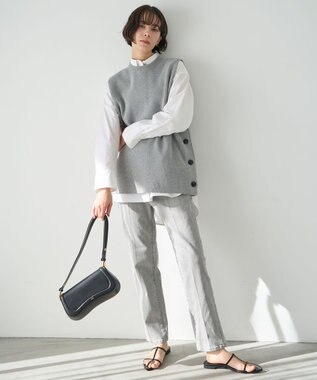 UNFILO 【洗える】サイドボタンニットベスト グレー