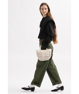 genten セイル カットワーク 手提げバッグ オフホワイト