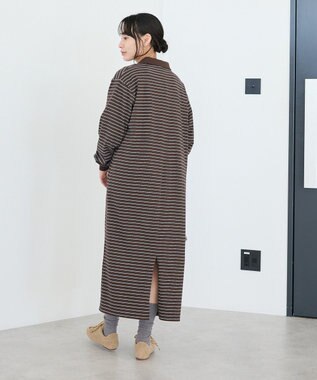 CRAFT STANDARD BOUTIQUE ポロ衿ボーダーワンピース Brown