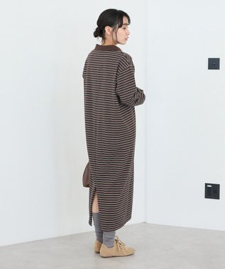 CRAFT STANDARD BOUTIQUE ポロ衿ボーダーワンピース Brown