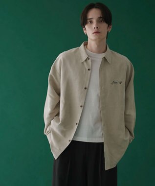 WEGO フェイクスウェードワンポイントBIGシャツ（LS） ライトベージュ