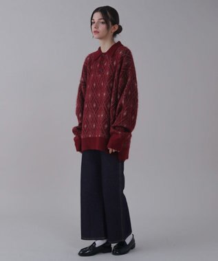 WEGO 【ユニセックス着用ITEM】アーガイルニットポロ ワイン