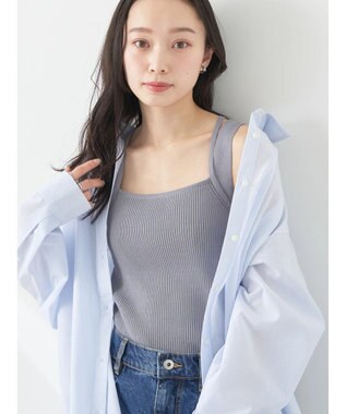 earth music&ecology レイヤードニットタンクトップ Blue