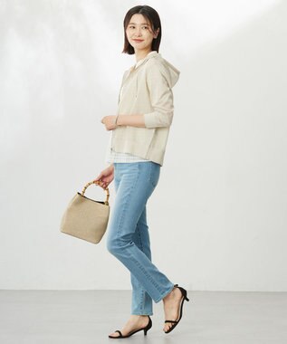 J.PRESS LADIES L 【WEB限定カラーあり・洗える】SHEER LIGHT KNIT ラメ パーカー ベージュ系