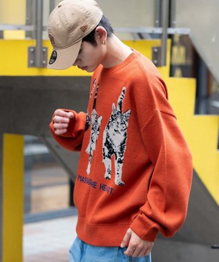 WEGO アニマルジャガードニットプルオーバー オレンジ
