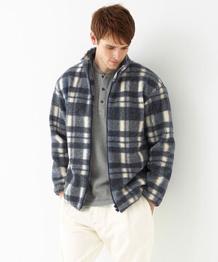 JOSEPH ABBOUD MOUNTAIN 【SPACE／UNISEX】ボアチェック ブルゾン ダルブルー系4