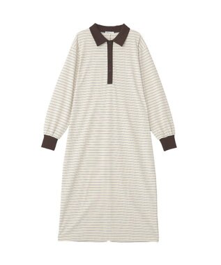 CRAFT STANDARD BOUTIQUE ポロ衿ボーダーワンピース Ivory