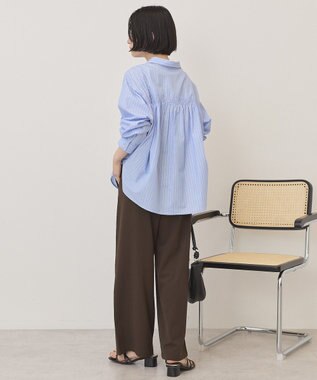 AMERICAN HOLIC 【イージーケア】バックギャザースキッパーシャツ Stripe Sax