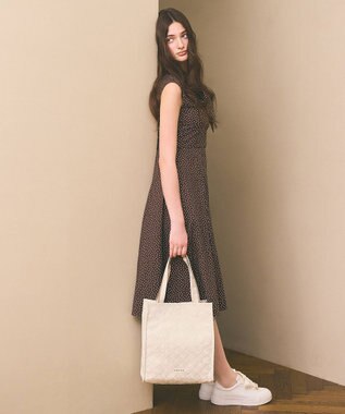 TOCCA 【A4サイズ対応】CHECKER CLOVER EMBROIDERY A4TOTE トートバッグ ベージュ系