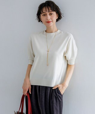 23区 【先行予約】セミマットフリゼ リラクシー ニット Tシャツ アイボリー系