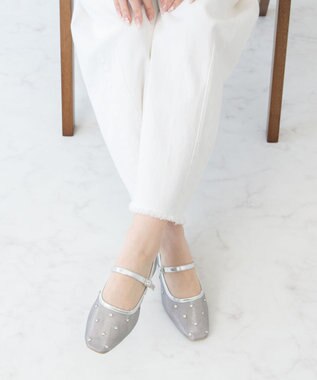 Bridget Birkin 【Bridget Birkin】ドットビジューチュールフラットシューズ シルバー雑材