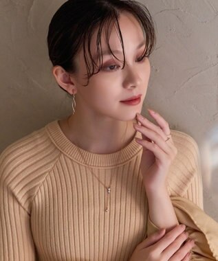 Phoebe 【金属アレルギー対応】ラディアンスビジューYラインネックレス　シャンパンゴールド シャンパンゴールド