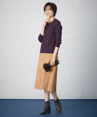 J.PRESS LADIES 【洗える】KNIT BASIC ミドル カーディガン パープル系
