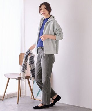 ANY ダブルジップパーカー トップグレーラメ