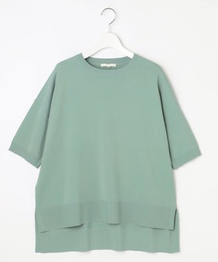自由区 【接触冷感・UVカット・WEB限定カラーあり】クレープストレッチプルオーバー ニット [新色]フロスティグリーン