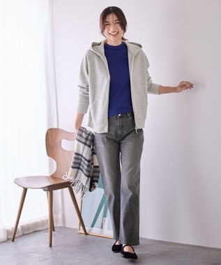 ANY ダブルジップパーカー トップグレーラメ