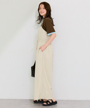 Green Parks 胸元バルーンワイドシルエットサロペット Light Beige