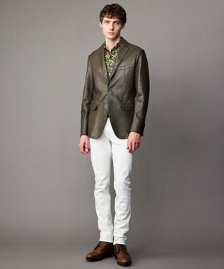 JOSEPH ABBOUD 【長く育てたいサスティナブルなレザー】ベジタブルラムレザージャケット オリーブ系