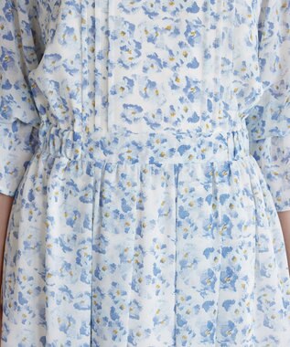 Tiaclasse 【洗える】プリントボウタイ柄ワンピース ブルー