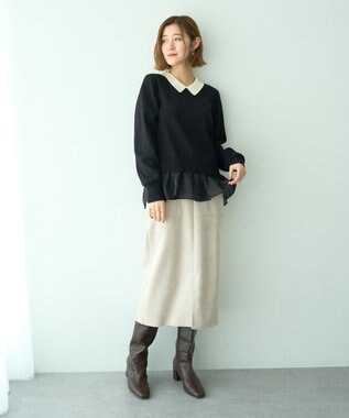 YECCA VECCA ハイウエストフェイクスエードスカート Light Beige