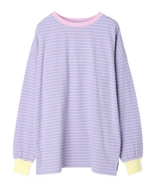 earth music&ecology トリカラーボーダーロンＴＥＥ Light Purple