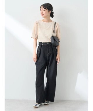 earth music&ecology 袖シアーレースプルオーバー Ivory