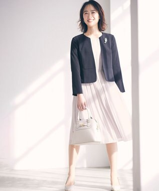 ANY SIS 【洗える】フェミニンプリーツ ワンピース ライトグレー