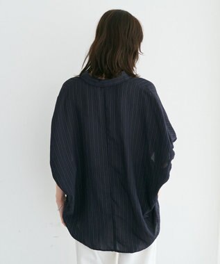 YECCA VECCA 【セットアップ可能】ストライプ柄シャツ Navy