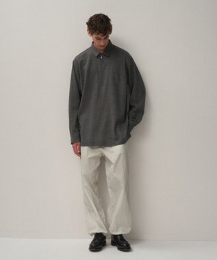 ATON TWIST WOOL WASHER | ジップアップシャツ - UNISEX CHARCOAL MOKU
