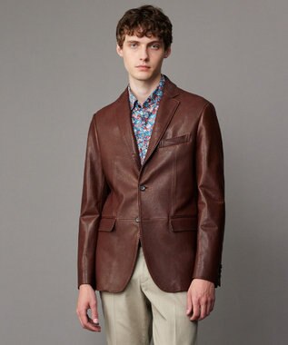 JOSEPH ABBOUD 【長く育てたいサスティナブルなレザー】ベジタブルラムレザージャケット ブラウン系