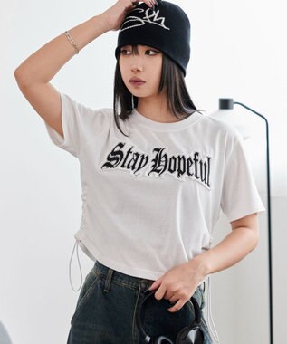 WEGO グラフィックサイドドロストショートT ホワイト