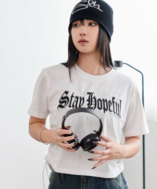 WEGO グラフィックサイドドロストショートT ホワイト