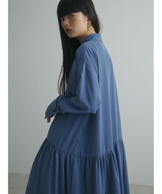 Green Parks armonia．配色シャツワンピース Blue