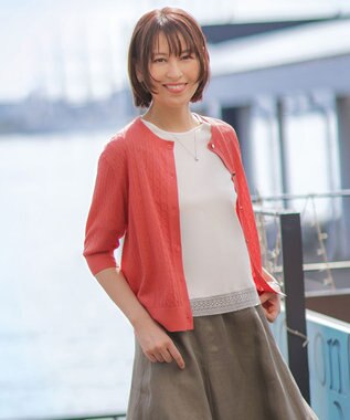 J.PRESS LADIES Vis/Peスパーク クルーネック カーディガン