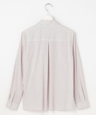 J.PRESS LADIES BEZ ドビーストライプ シャツカラー ブラウス ホワイト×ピンク×スレート系
