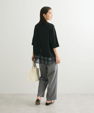 Green Parks ５分袖裾シアードッキングチュニック Black