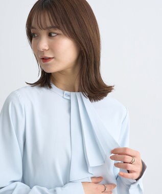 earth music&ecology 2WAYボウタイブラウス サックスブルー